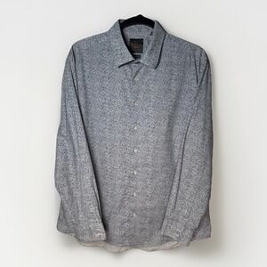 Ben Sherman Stretch Tailored Slim Fit Abstract Print Dress Shirt Men XL 17 34-35